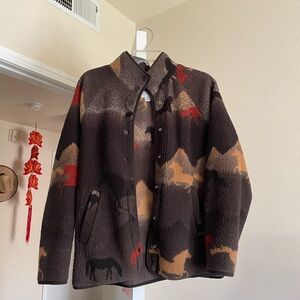 Wrangler Brown and Red Patterned Teddy Jacket